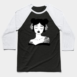 Japanese Geisha Girl Design | Handmade Traditional Themed Illustration | By Atelier Serakara Baseball T-Shirt